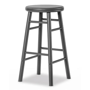 24 inches Swivel Bar Stools Set of 2 with Footrests & Crossbars-Gray view 6