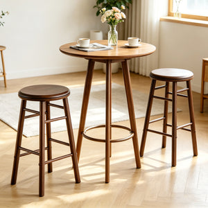 24 inches Swivel Bar Stools Set of 2 with Footrests & Crossbars-Walnut view 3
