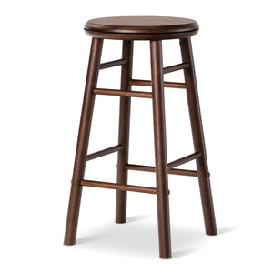 24 inches Swivel Bar Stools Set of 2 with Footrests & Crossbars-Walnut