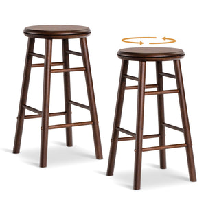 24 inches Swivel Bar Stools Set of 2 with Footrests & Crossbars-Walnut view 4