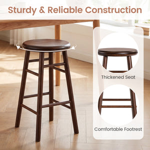 24 inches Swivel Bar Stools Set of 2 with Footrests & Crossbars-Walnut view 7