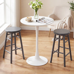 24 inches Swivel Bar Stools Set of 2 with Footrests & Crossbars-Gray view 4