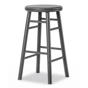 24 inches Swivel Bar Stools Set of 2 with Footrests & Crossbars-Gray