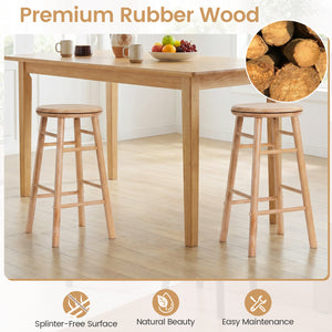 24 inches Swivel Bar Stools Set of 2 with Footrests & Crossbars-Natural view 6