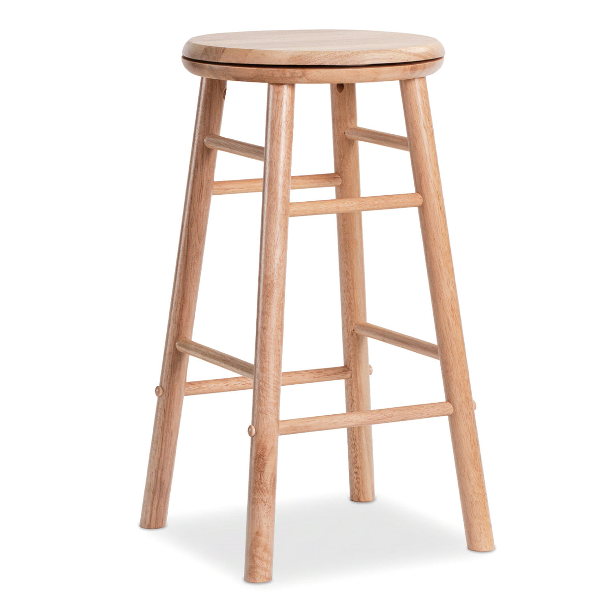 24 inches Swivel Bar Stools Set of 2 with Footrests & Crossbars-Natural