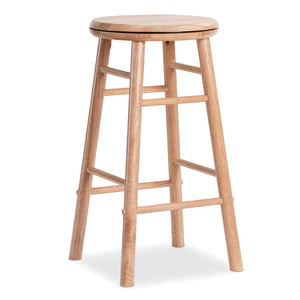 24 inches Swivel Bar Stools Set of 2 with Footrests & Crossbars-Natural