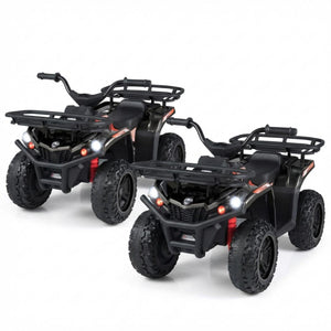 24V Electric Ride On Quad with LED Headlights-Black-2 Pieces