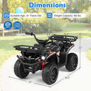 24V Electric Ride On Quad with LED Headlights-Black-2 Pieces view 4