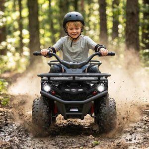 24V Electric Ride On Quad with LED Headlights-Black view 2