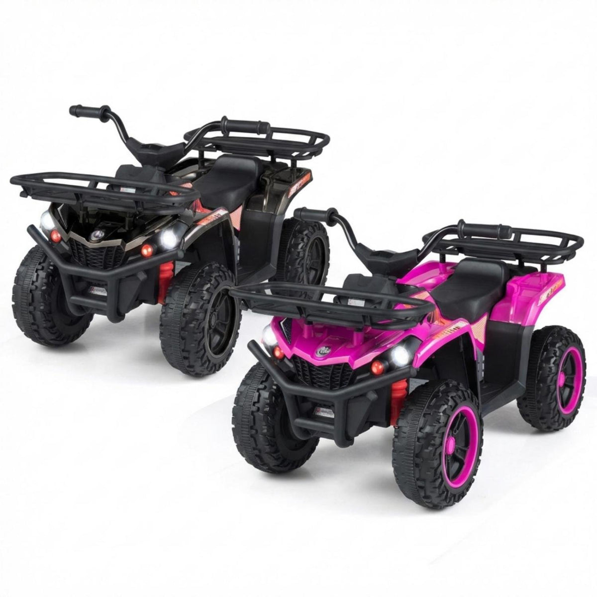 24V Electric Ride On Quad with LED Headlights-Black+Pink