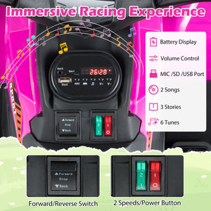 24V Electric Ride On Quad with LED Headlights-Black+Pink view 6