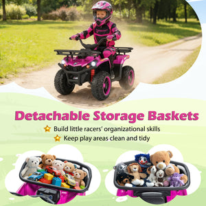 24V Electric Ride On Quad with LED Headlights-Black+Pink view 7