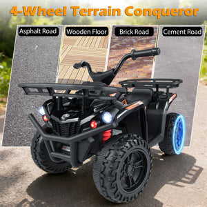24V Electric Ride On Quad with LED Headlights-Black+Pink view 8