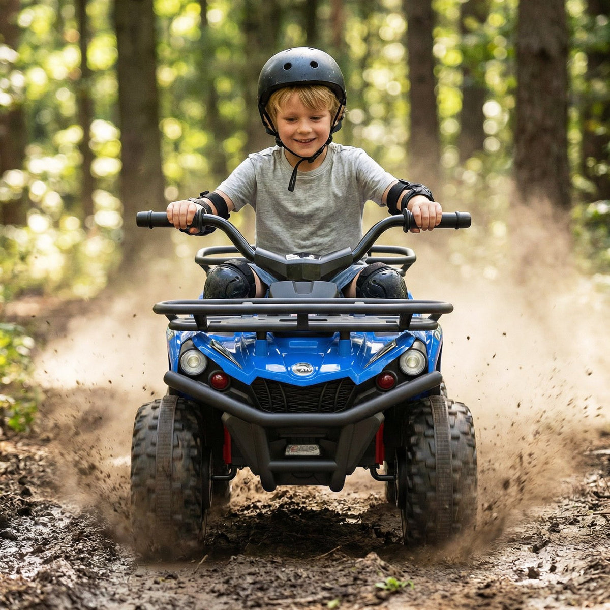 24V Electric Ride On Quad with LED Headlights-Blue view 3