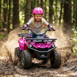 24V Electric Ride On Quad with LED Headlights-Pink view 2
