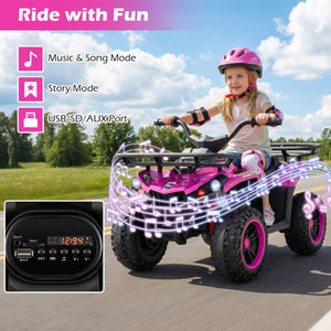 24V Electric Ride On Quad with LED Headlights-Pink view 7