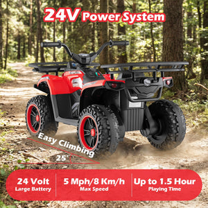 24V Electric Ride On Quad with LED Headlights-Red view 5
