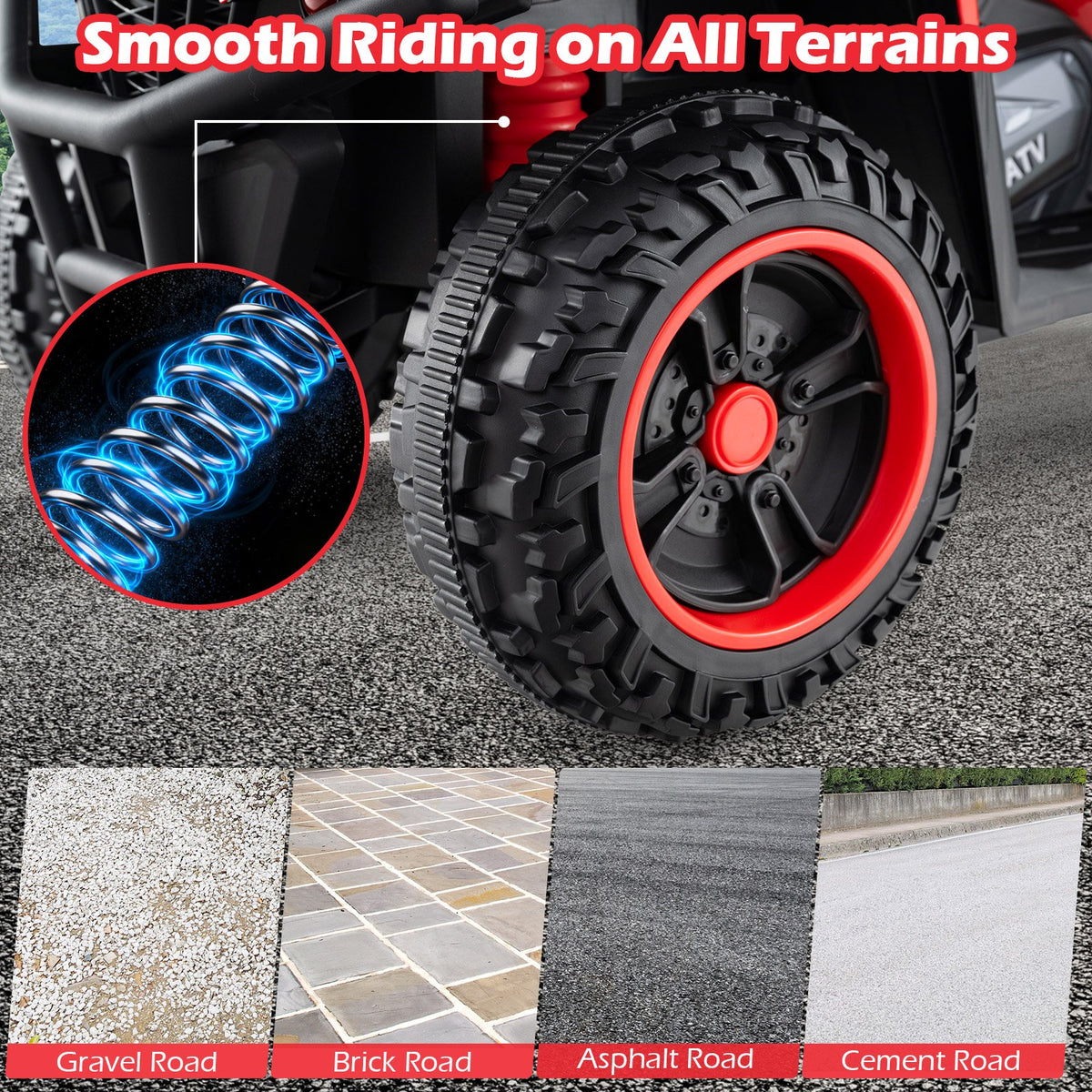 24V Electric Ride On Quad with LED Headlights-Red view 8