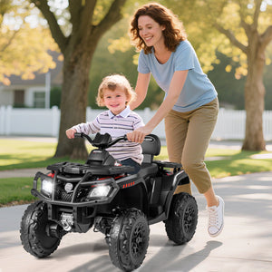 24V Kids ATV 2-Seater with 4 Motors with LED Lights and Music-Black view 2