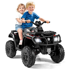 24V Kids ATV 2-Seater with 4 Motors with LED Lights and Music-Black view 4