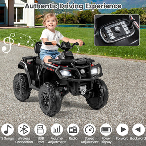24V Kids ATV 2-Seater with 4 Motors with LED Lights and Music-Black view 7