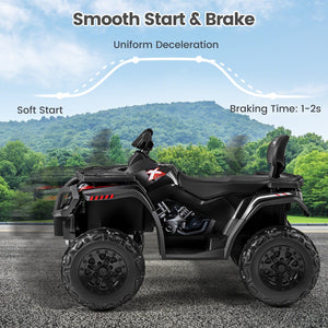 24V Kids ATV 2-Seater with 4 Motors with LED Lights and Music-Black view 8