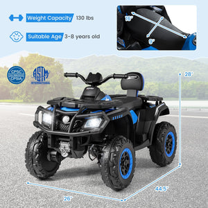 24V Kids ATV 2-Seater with 4 Motors with LED Lights and Music-Blue view 5