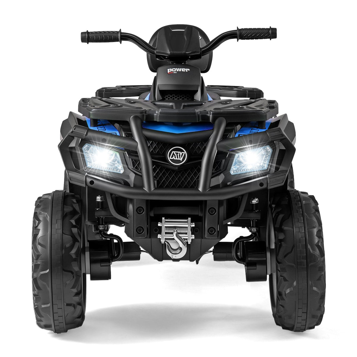 24V Kids ATV 2-Seater with 4 Motors with LED Lights and Music-Blue view 6