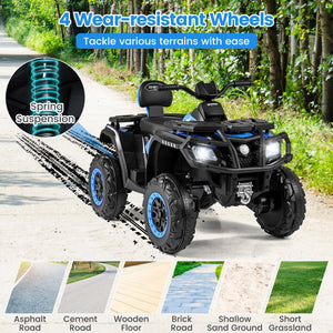 24V Kids ATV 2-Seater with 4 Motors with LED Lights and Music-Blue view 9