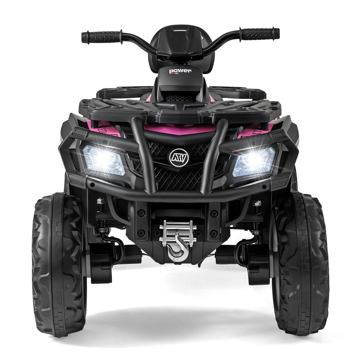 24V Kids ATV 2-Seater with 4 Motors with LED Lights and Music-Pink view 4