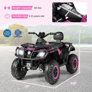 24V Kids ATV 2-Seater with 4 Motors with LED Lights and Music-Pink view 5