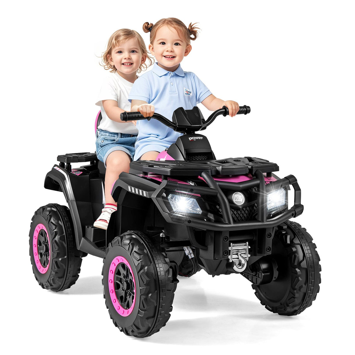 24V Kids ATV 2-Seater with 4 Motors with LED Lights and Music-Pink view 6