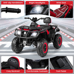 24V Kids ATV 2-Seater with 4 Motors with LED Lights and Music-Red view 6