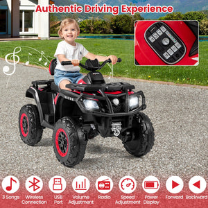 24V Kids ATV 2-Seater with 4 Motors with LED Lights and Music-Red view 7