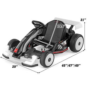 24V Kids Go Kart Licensed Audi Adjustable Ride on Racing Toy with Horn-Black & White view 4