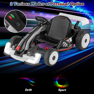 24V Kids Go Kart Licensed Audi Adjustable Ride on Racing Toy with Horn-Black & White view 7