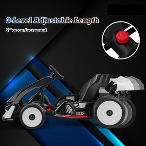 24V Kids Go Kart Licensed Audi Adjustable Ride on Racing Toy with Horn-Black & White view 9