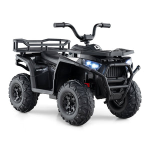 24V Kids Ride on Electric ATV Quad Car with Realistic Sounds and, LED Lights-Black