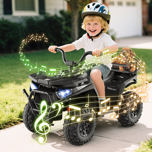 24V Kids Ride on Electric ATV Quad Car with Realistic Sounds and, LED Lights-Black view 2