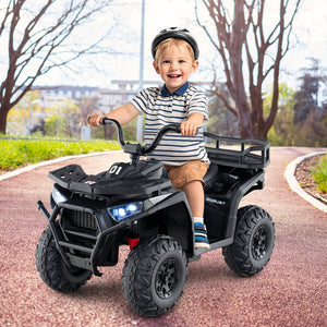 24V Kids Ride on Electric ATV Quad Car with Realistic Sounds and, LED Lights-Black view 3