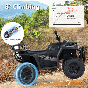 24V Kids Ride on Electric ATV Quad Car with Realistic Sounds and, LED Lights-Black view 9