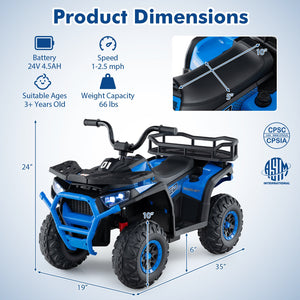 24V Kids Ride on Electric ATV Quad Car with Realistic Sounds and, LED Lights-Navy view 5