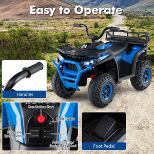 24V Kids Ride on Electric ATV Quad Car with Realistic Sounds and, LED Lights-Navy view 7