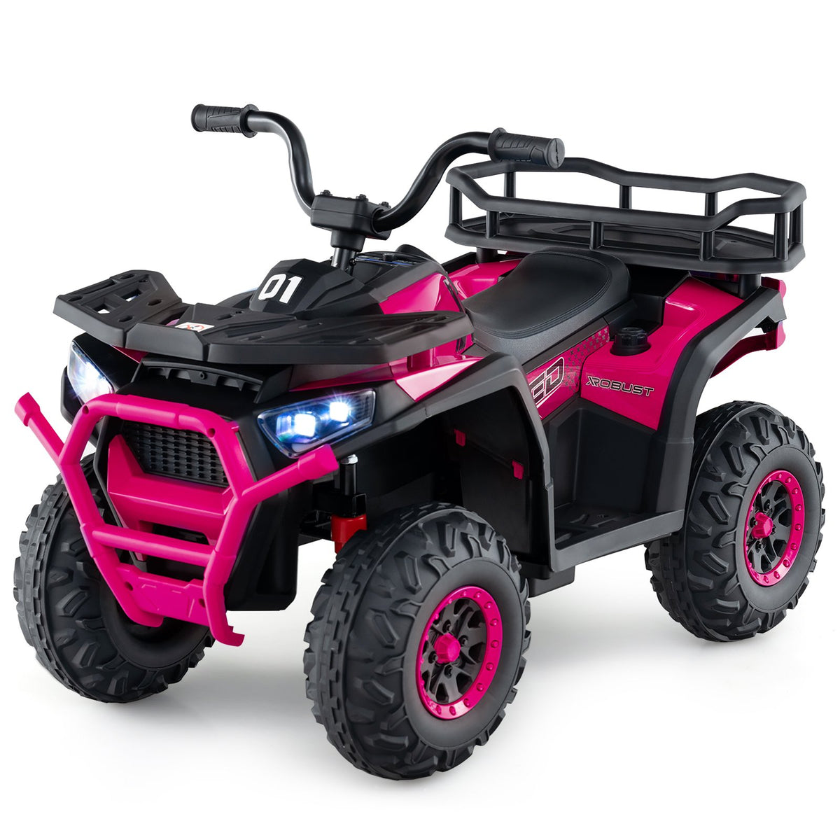 24V Kids Ride on Electric ATV Quad Car with Realistic Sounds and, LED Lights-Pink view 4