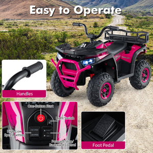 24V Kids Ride on Electric ATV Quad Car with Realistic Sounds and, LED Lights-Pink view 6