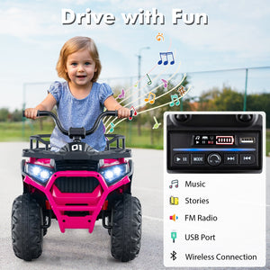 24V Kids Ride on Electric ATV Quad Car with Realistic Sounds and, LED Lights-Pink view 7