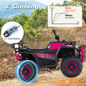 24V Kids Ride on Electric ATV Quad Car with Realistic Sounds and, LED Lights-Pink view 8