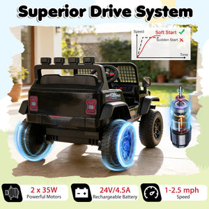 24V Ride On Car for Kids with Parent Remote Control and Music-Black view 8