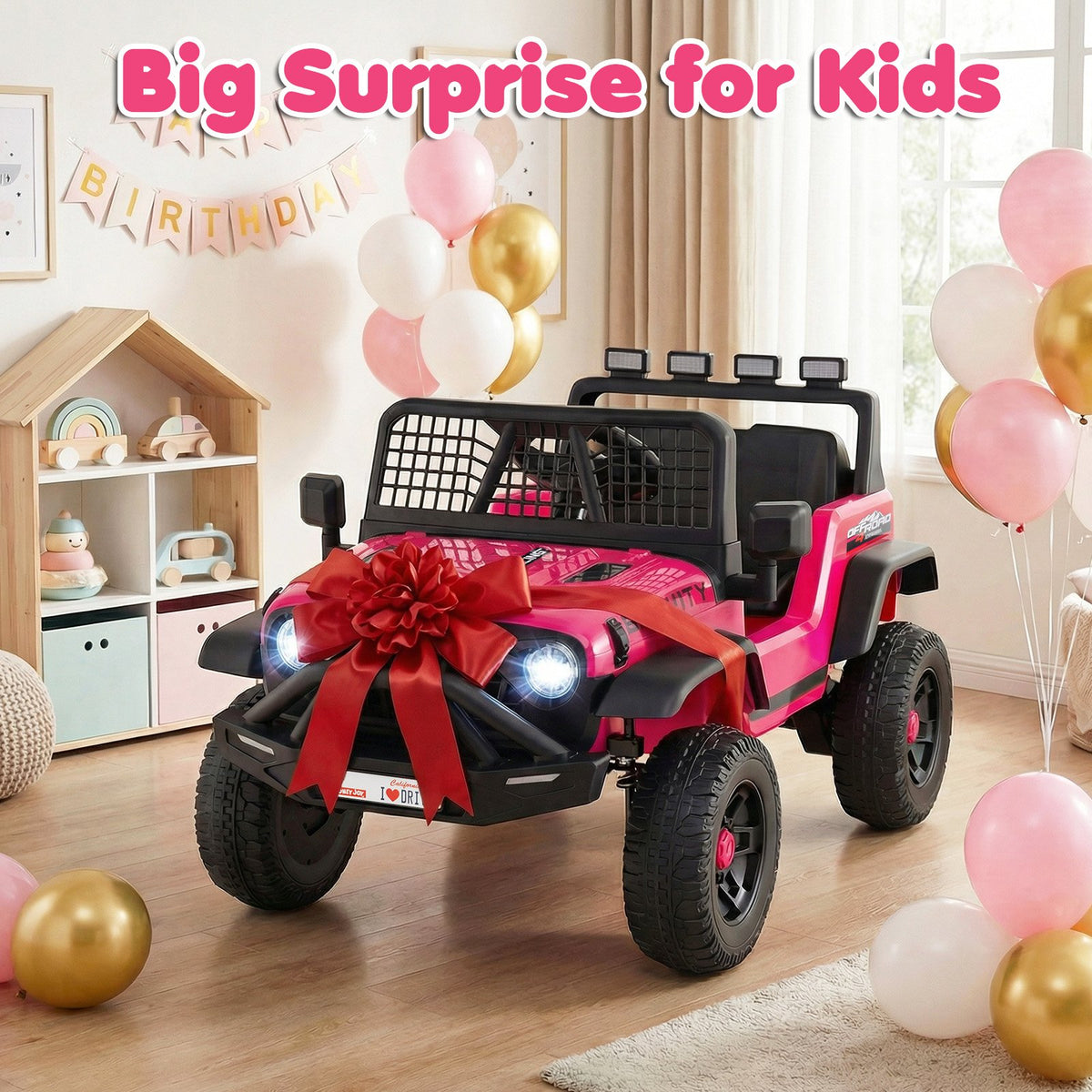 24V Ride On Car for Kids with Parent Remote Control and Music-Pink view 3