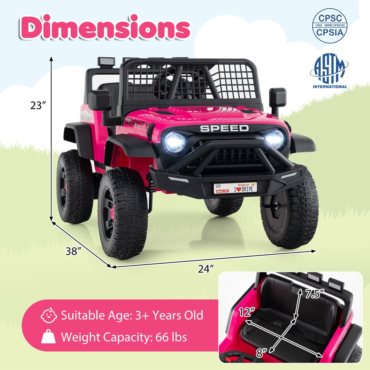24V Ride On Car for Kids with Parent Remote Control and Music-Pink view 5
